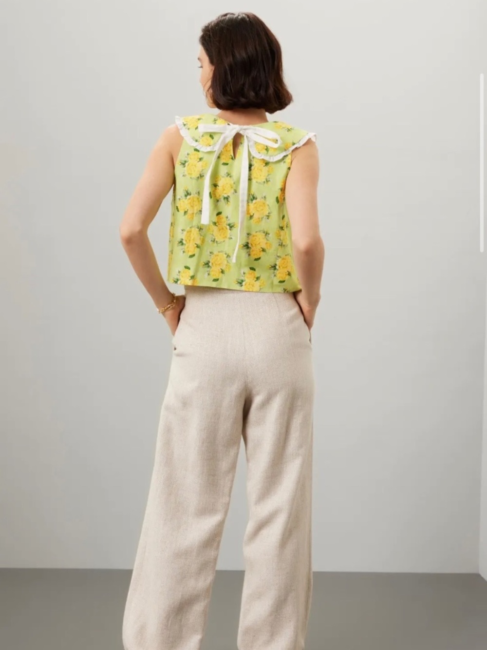 Rachel Antonoff Georgia Top in Yellow Blooms in Small - Picture 2 of 7